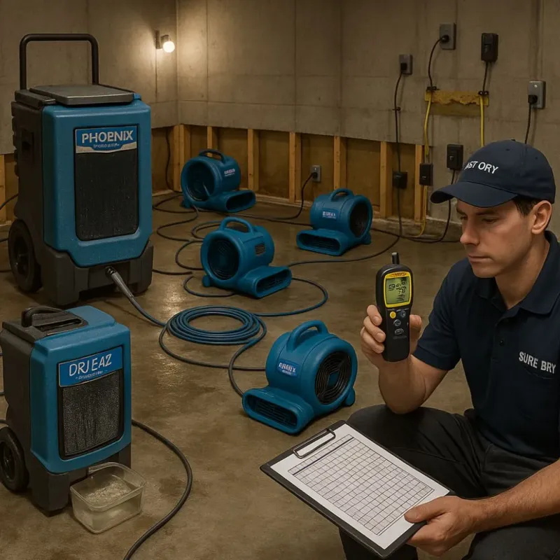 Structural Drying and Dehumidification process in Machesney Park, IL